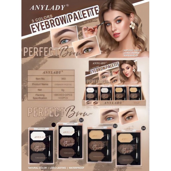 PROMO ECER!!!EYEBROW PALETTE 3 COLORS PERFECT BROW ANY LADY 960