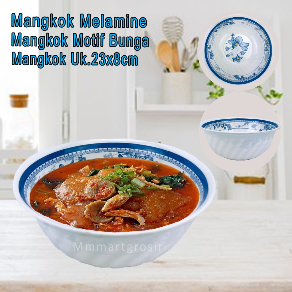 Mangkok Melamine / Mangkok Hugi / Mangkok Motif Bunga / Uk.23cm