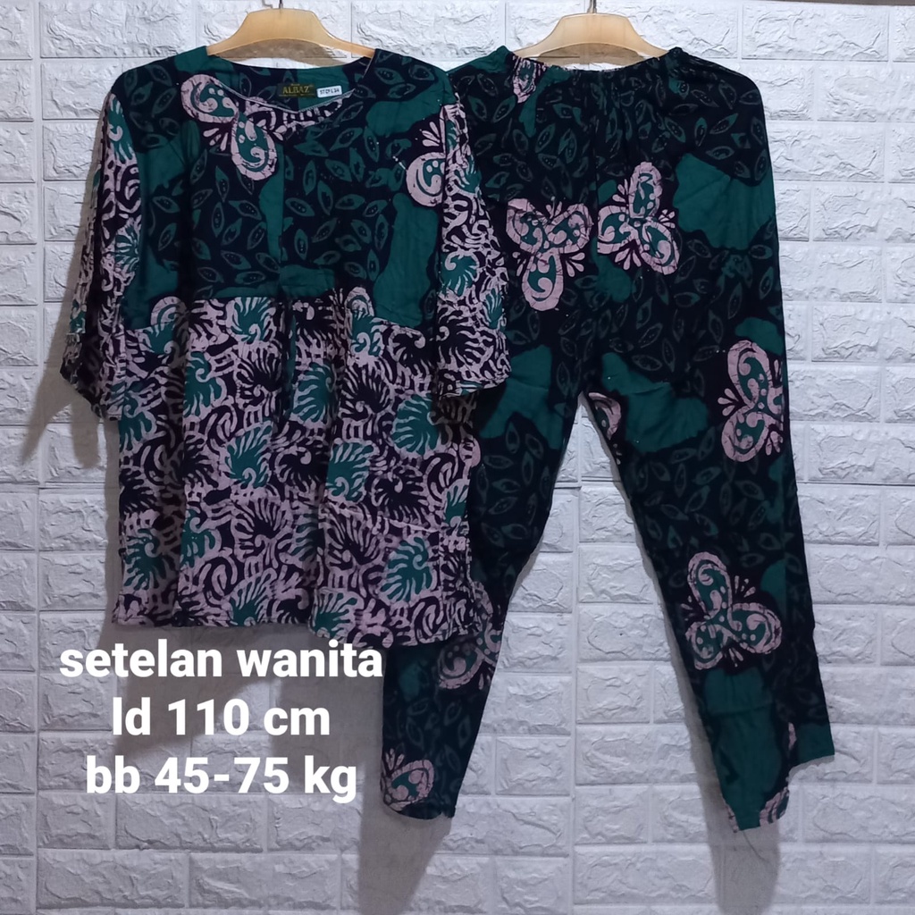 Daster setelan Celana panjang Wanita terbaru asli batik pekalongan/setelan kekinian/setelan cantik/setelan murah/one set baju harian wanita/baju tidur & santai-1