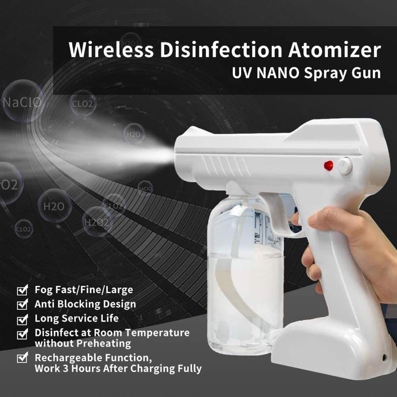 ORIGINAL ATOMIZER NANO SPRAY GUN DISINFECTANT MESIN FOGGING HIGH QUALITY Wireless 800ml