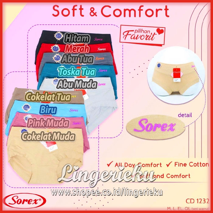 Sorex 1232 CD Celana Dalam Wanita Soft Comfort Basic Midi Katun