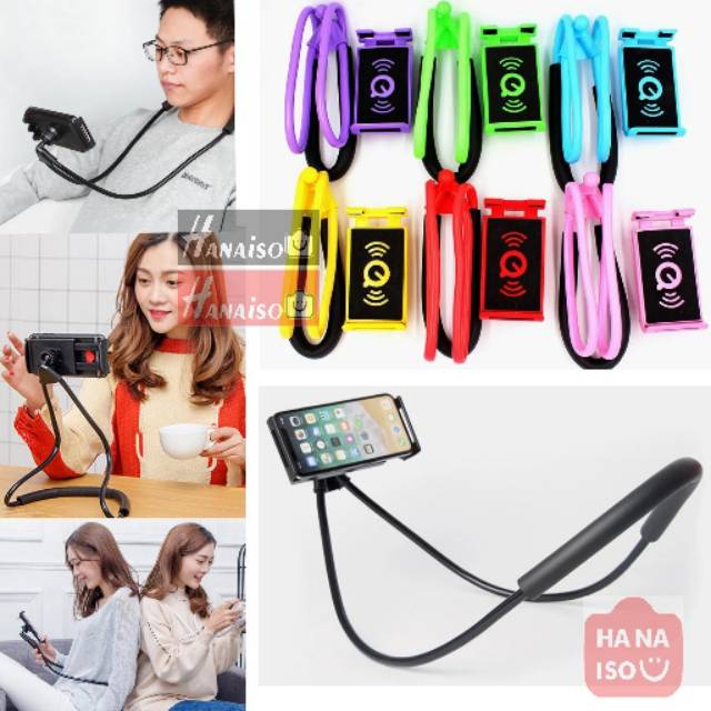 MEDAN HANAISO New Q Lazypod Leher / Lazypod Neck Holder Hp flexible / Untuk HP Max 6 inch