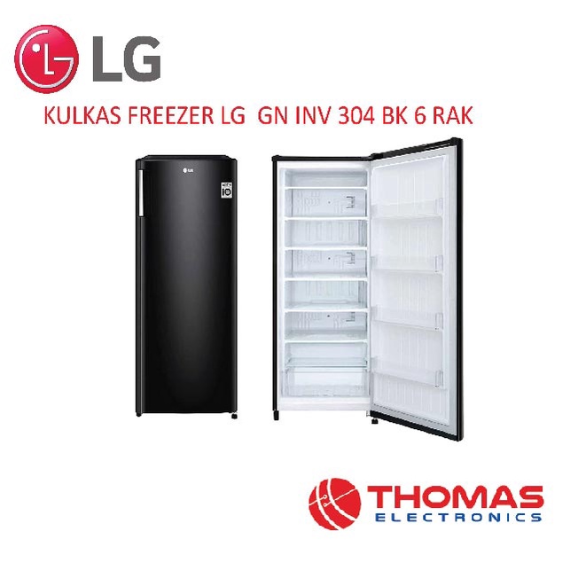 Kulkas Freezer LG GN INV 304 BK 6 RAK 165 LTR HITAM INVERTER LOW WATT GARANSI RESMI