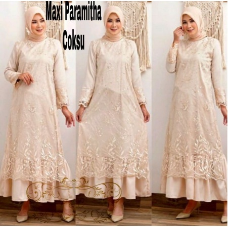 Baju Gamis Maxy Wanita Remaja Pesta Kondangan Modern Mewah Terbaru 2022 Model Gamis Kekinian Trendy 