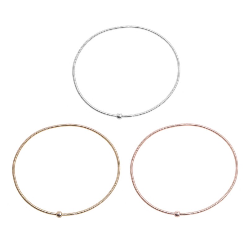 Siy 10pcs / Set Gelang Tangan Tumpuk Bahan Carbon Steel Warna Rose Gold Untuk Wanita