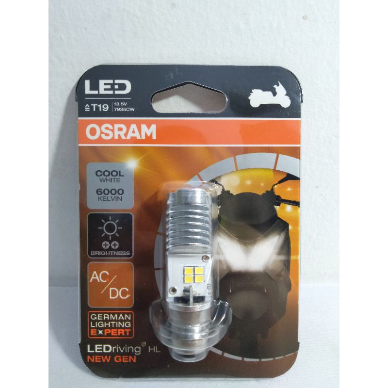 Lampu Depan Motor LED Osram Asli Genuine Original M5 T19 bebek Kaki 1 AC DC Cool White Putih 6000K