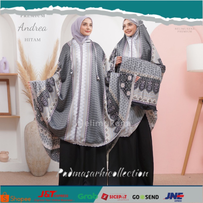 ✨ BISA COD ✨ BELIMUKENA PREMIUM - Mukena Silk Premium 2in1 Andrea Set Sajadah - Hitam