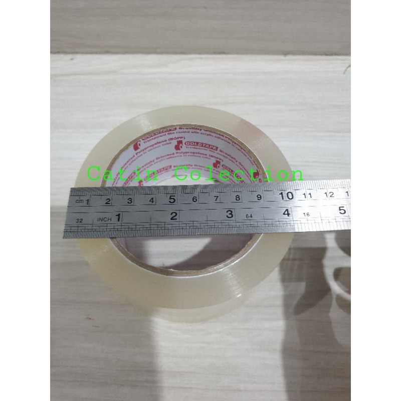 

lakban bening merk gold tape 48mm x 90 yard harga per 1 roll