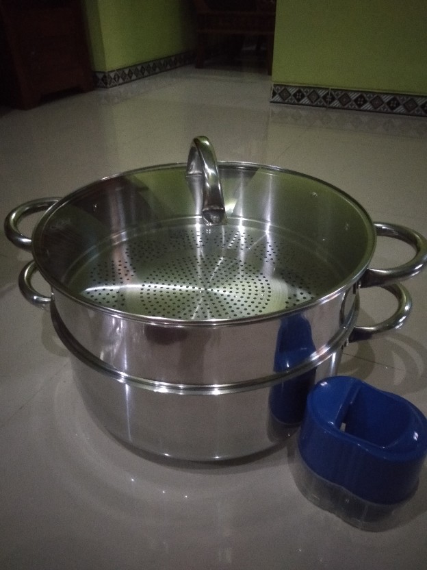 Supra Super  Steamer  Supra 40 Cm Steamer 2 Susun Panci Kukus Stainless Steel 2 Susun Besar