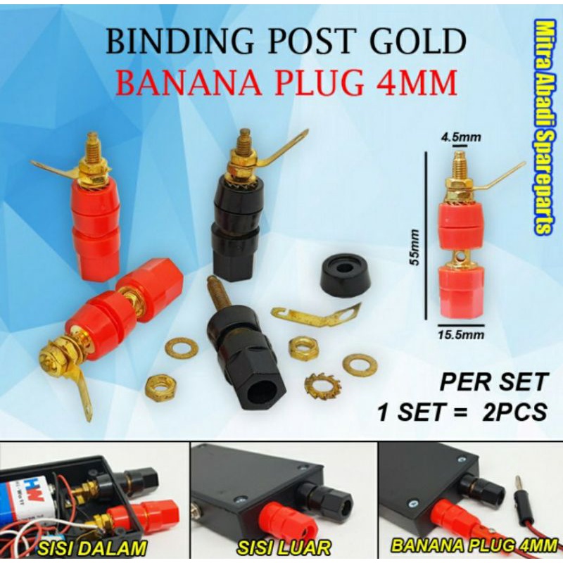 

Binding Post Gold Plated Banana Plug 4mm Female