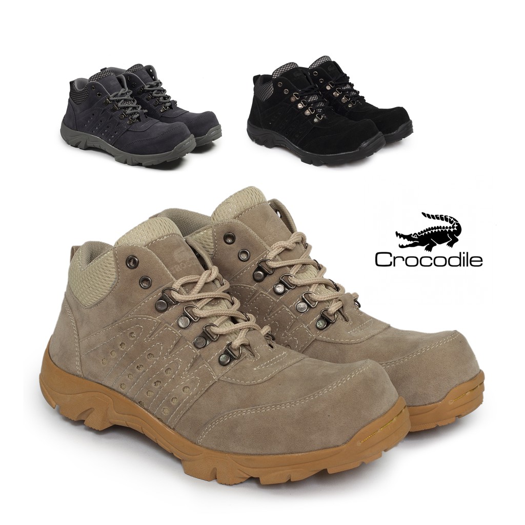 [COD] SEPATU PRIA BOOTS CROCODILE LARMAN SAFETY UJUNG BESI HIKING OUTDOOR