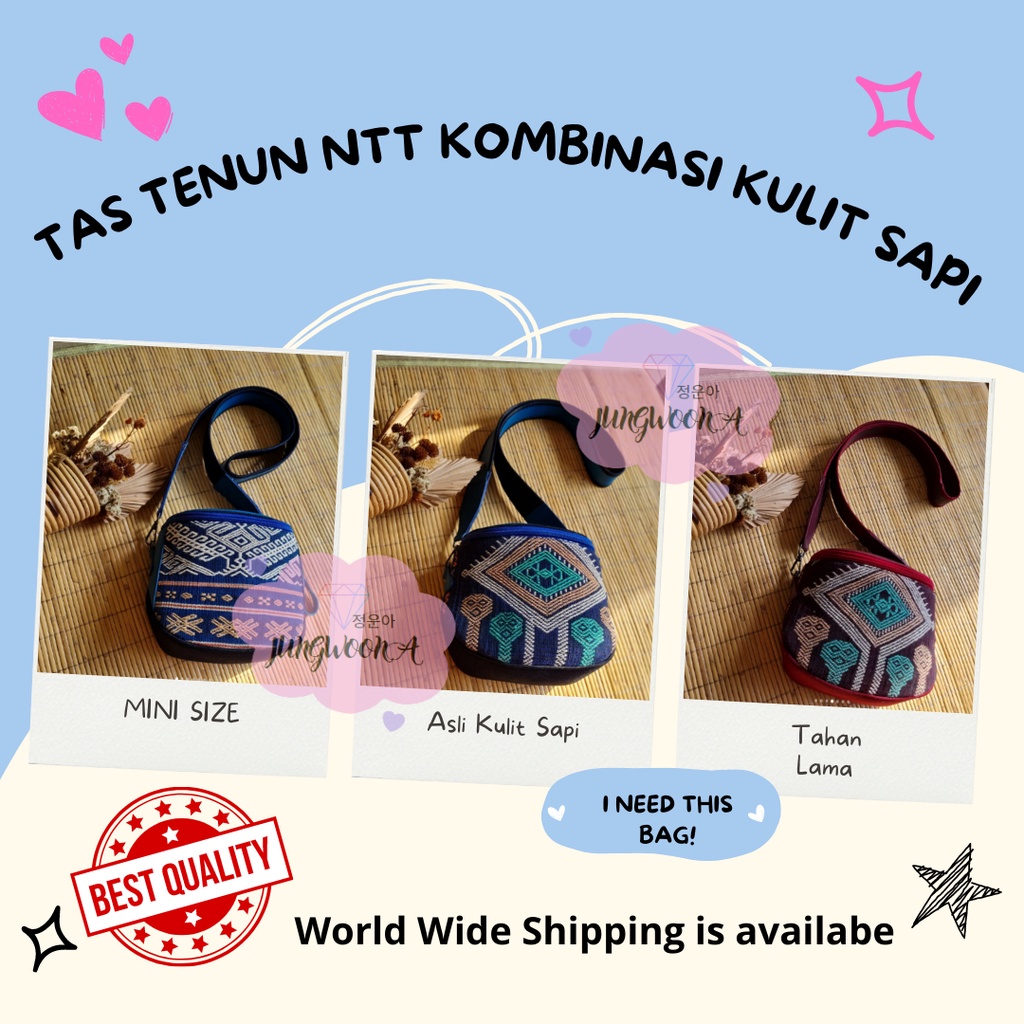 TAS WANITA ASLI INDONESIA TENUN NTT KOMBINASI KULIT SAPI DIJAMIN ORIGINAL DAN TAHAN LAMA
