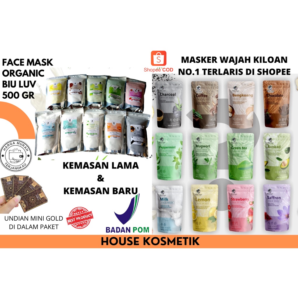 GALYA❤️ Masker Kiloan Bubuk Wajah Organik 500 Gram 1/2 Kg Termurah- Masker Organic Kiloan- Biu Luv M