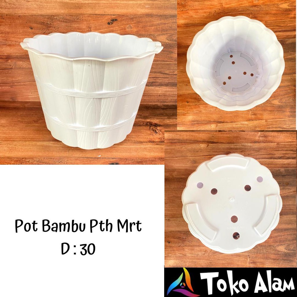 POT BAMBU 30 PUTIH POT PUTIH POT MOTIF BAMBU POT TANAMAN POT BUNGA POT CORAK BAMBU POT PUTIH ULIR