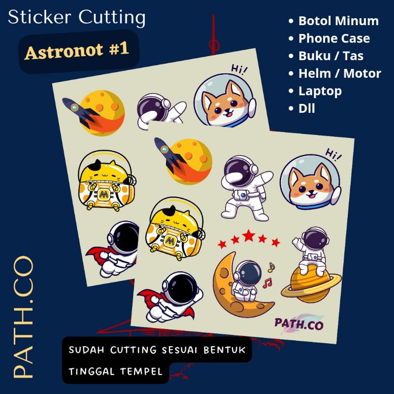 

Sticker Aesthetic Cute Astronaut #1 Stiker Tumblr Super Kawaii Cutting for Helm Laptop Tas Phone Case HP