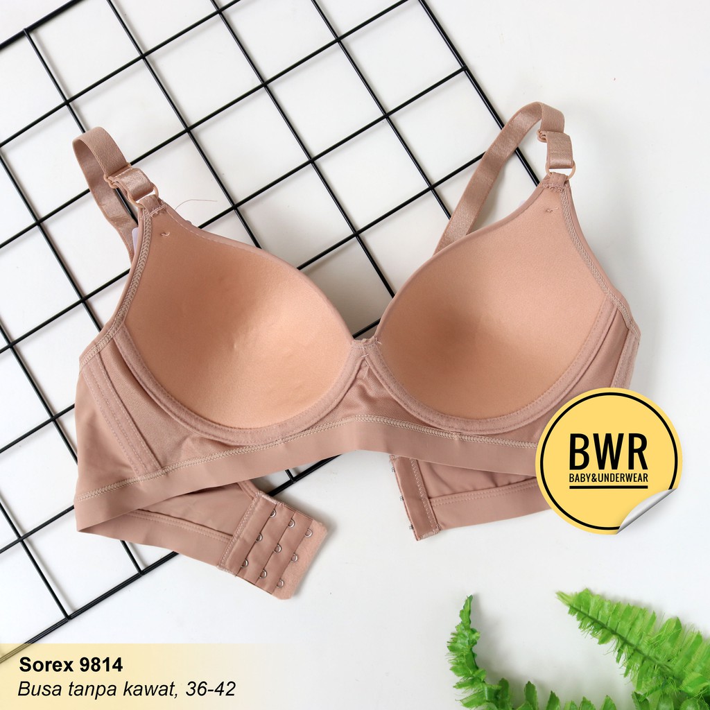 Bra Sorex 9814 Busa tanpa kawat / Bh Wanita Tanpa Kawat Silky Soft Big Cup Kancing 3Bra Sorex | Bwr