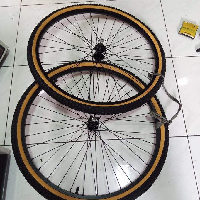 Paket Roda Depan Belakang Sepeda 26 Pelek +Jari + Nap Ban Luar Dalam