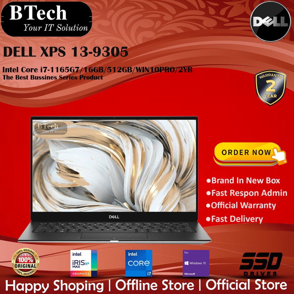 DELL XPS 13-9305 13.4" 4K Intel Core i7-1165G7/16GB/512GB/WIN10PRO/2YR