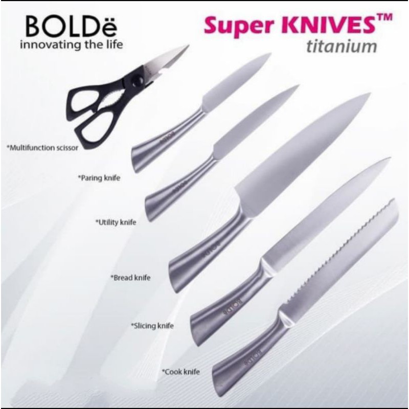 BOLDe Super Knives TITANIUM SATUAN PISAU Piso Peso Gunting Tempat Pisau