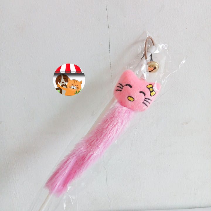Mainan Kucing Pancingan Boneka Cat Stick Toys Tongkat Bulu Lonceng Pit