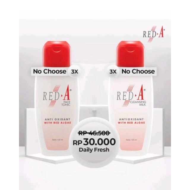 Paket 3 Red A Face Tonic Anti Oxidan With Algae 3 Cleansing Milk Cleanser Anti Oxidant