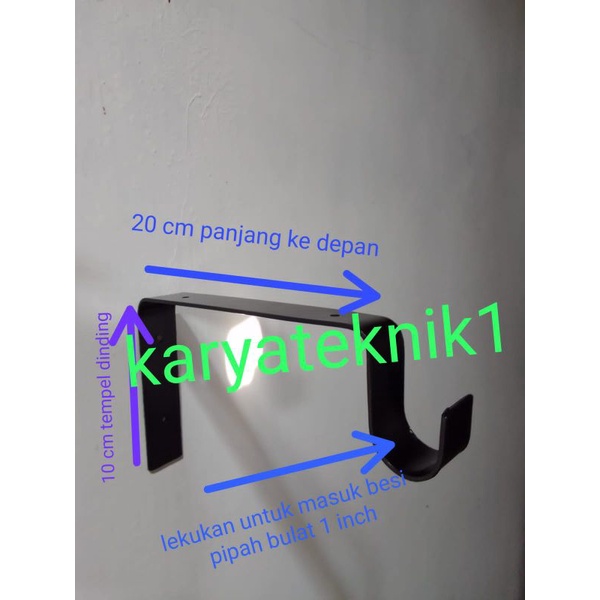 gantungan baju tempel dinding besi siku L papan ambalan