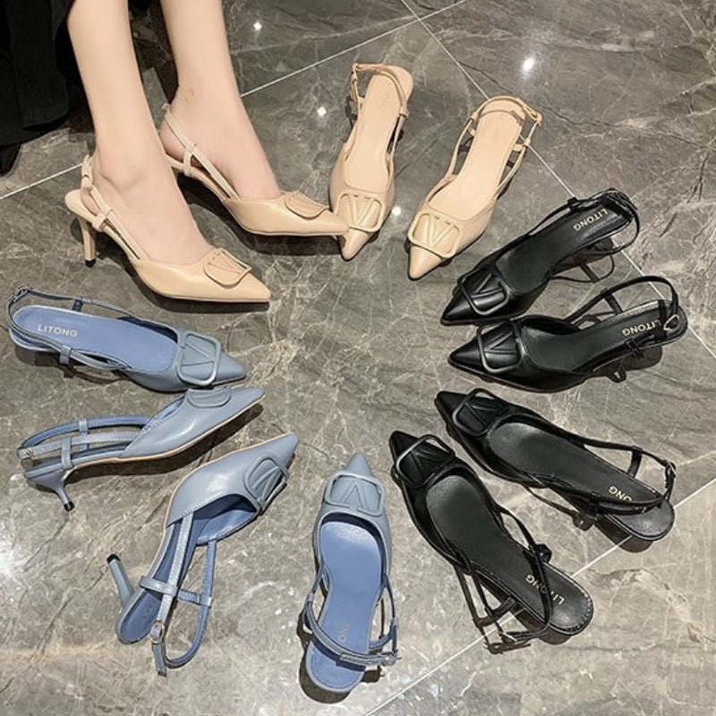 AGI40666 sepatu hak wanita murah high heels import terbaru heels kantoran kekinian cod jakarta