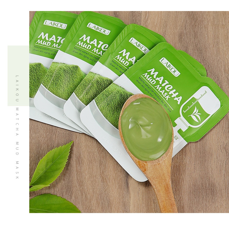 LAIKOU Matcha Pembersih Mud Mask Pengontrol Minyak Mengurangi Jerawat Komedo 12pcs