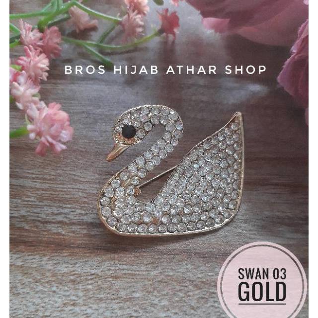 Brooch swan / fashion aksesoris bros angsa permata kristal diamond imitasi import premium