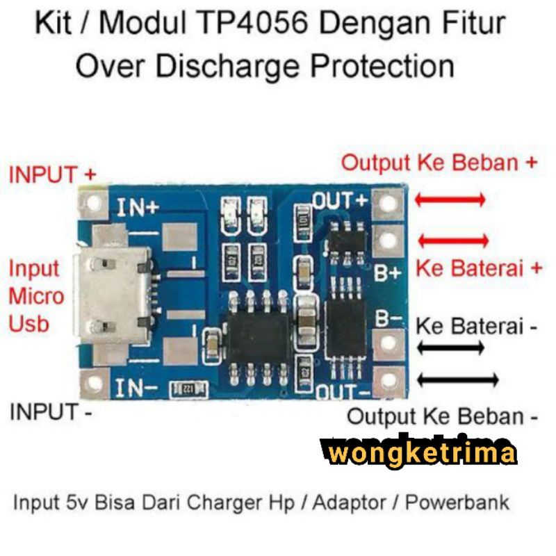 MODUL TP4056 PROTECT MODUL CHARGER BATERAI 18650