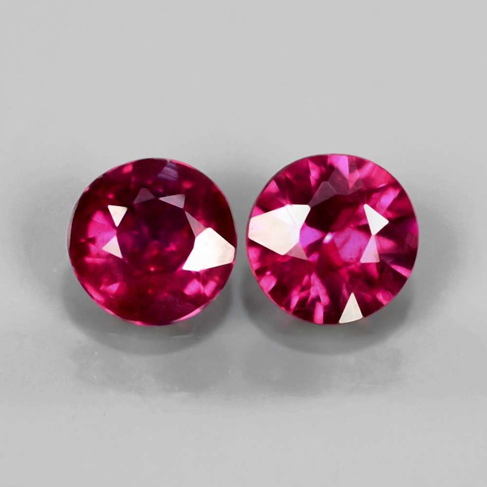 Match Pair 2Pcs/0.44Ct tcw Round Natural Unheated Untreated Rich Red RUBY RB036