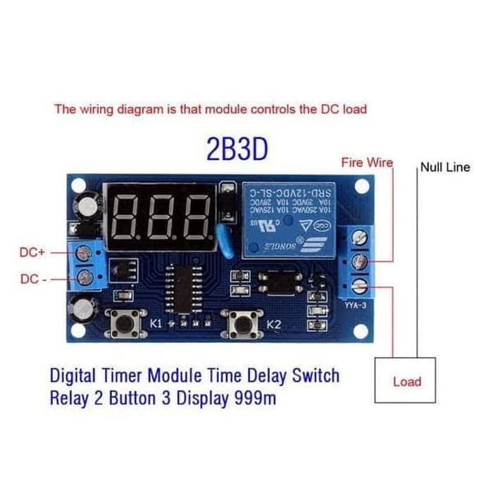 Digital Timer Module 2B3D Time Delay Switch Relay 2 Button 3 Display