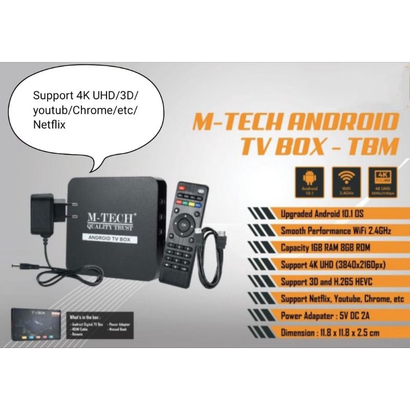 Android TV Box MTECH 4K Smart TV / TV Box M-TECH TBM 4K Smart Tv