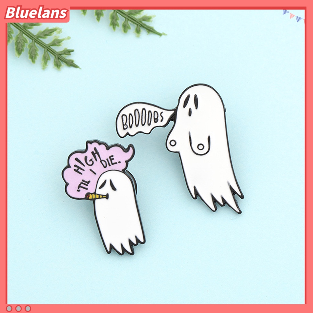 Bros Pin Bentuk Hantu Halloween Bahan Alloy Untuk Dekorasi Kerah