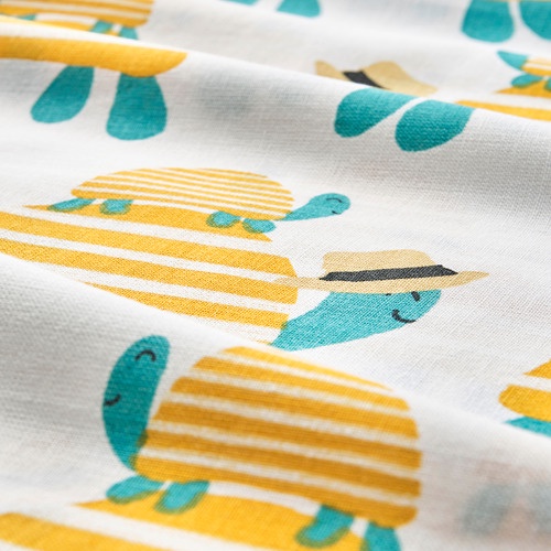RORANDE Sarung quilt 110x125 cm bantal 35x55 cm untuk ranjang bayi, penyu kuning