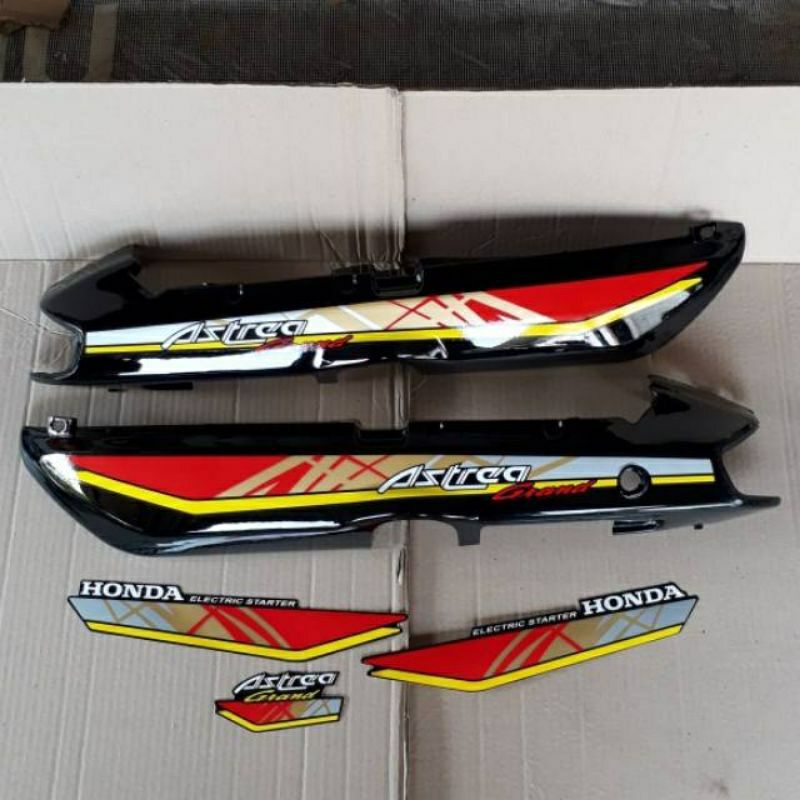 Cover Body honda Astrea Grand Bodi Grand bulus 91 92 kanan kiri set stiker merah gold LE