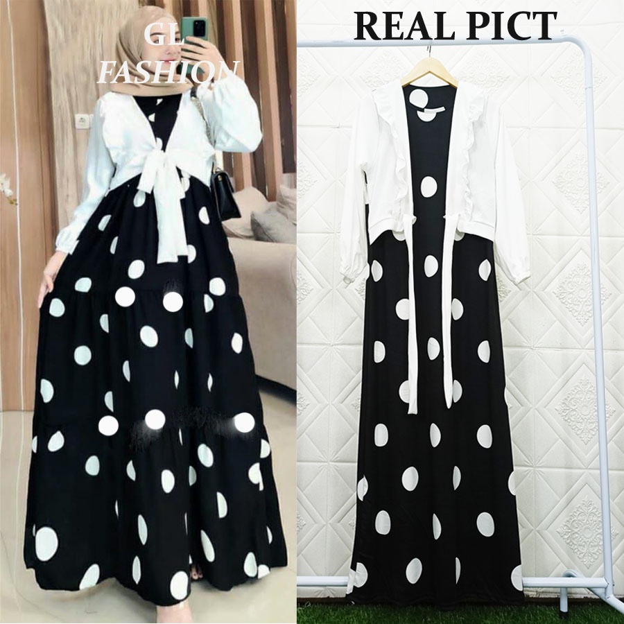 SERAYU DRESS POLKADOT ONDE BESAR SET GL FASHION