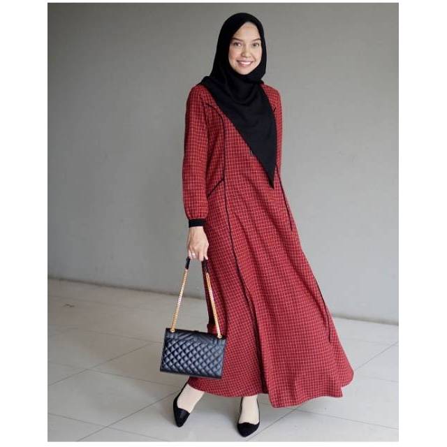READY Abaya Marun Flanel Madeira Gamis Flanel Import Original Gamis Muslimah Elegan Cantik Exclusive