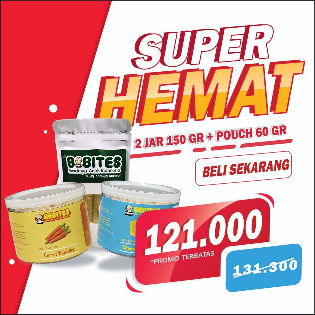 PAKET HEMAT 2 Jar 150gr + 1 Pouch 60gr Bebistick Biskuit Bayi 6 Bulan