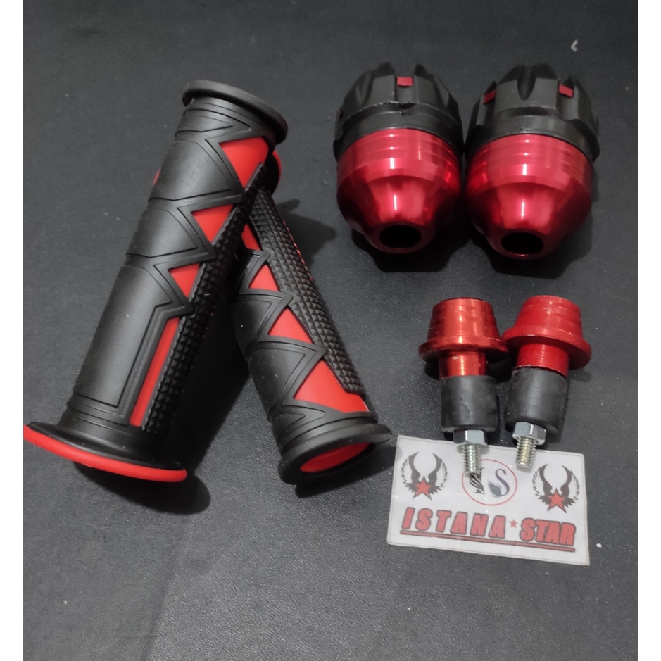 Handgrip / Grip + Jalu Stang Motor +jalu as Universal merah