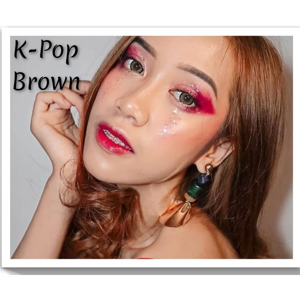 Softlens X2 K-POP DIA 16.00mm NORMAL MINUS Black Grey Brown Blue (-0.50 s/d -3.00) KPOP Lensa Kontak-BROWN