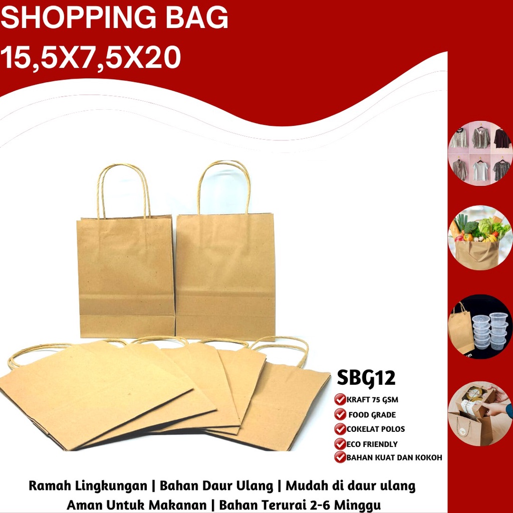 Paper Bag Goodie Bag Tas Belanja (SBG12-15.5X7.5X20)