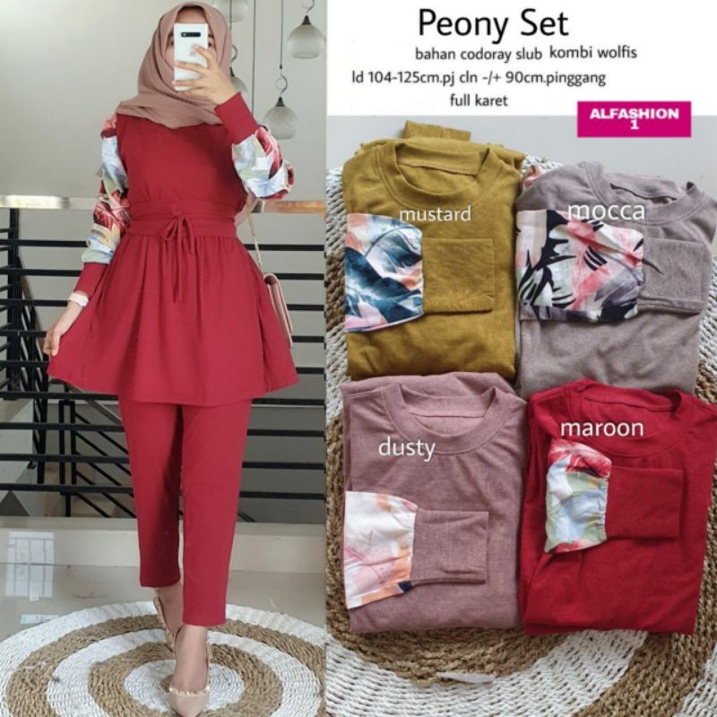 Peony Set By:Al/Gamis/Dress/Tunik/Gamis Murah/Dress Muslim/Tunik Muslim Murah