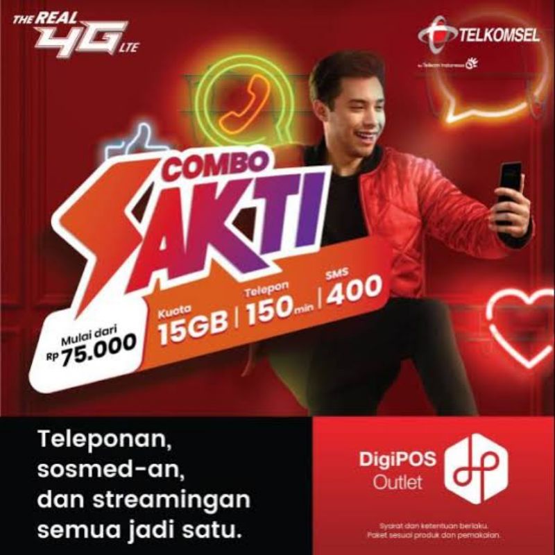 Kuota Telkomsel Combo Sakti Unlimited Apps 24 jam Bonus tlp dan sms