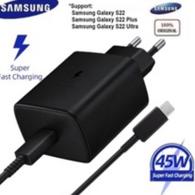 charger samsung s20 s22 45watt fast chargingtipe c to c original 100%