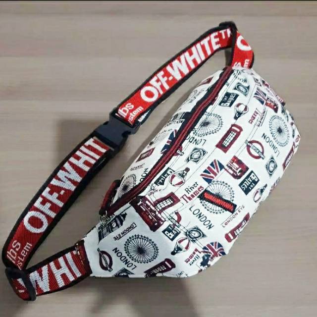 WAIST BAG"OFF WHITE LONDON" Tas Selempang Pria - Wanita multi Fungsi.