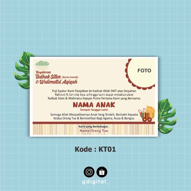 Kartu Tasyakuran Aqiqah Tedhak Siten Turun Tanah Isi 100pcs Shopee Indonesia