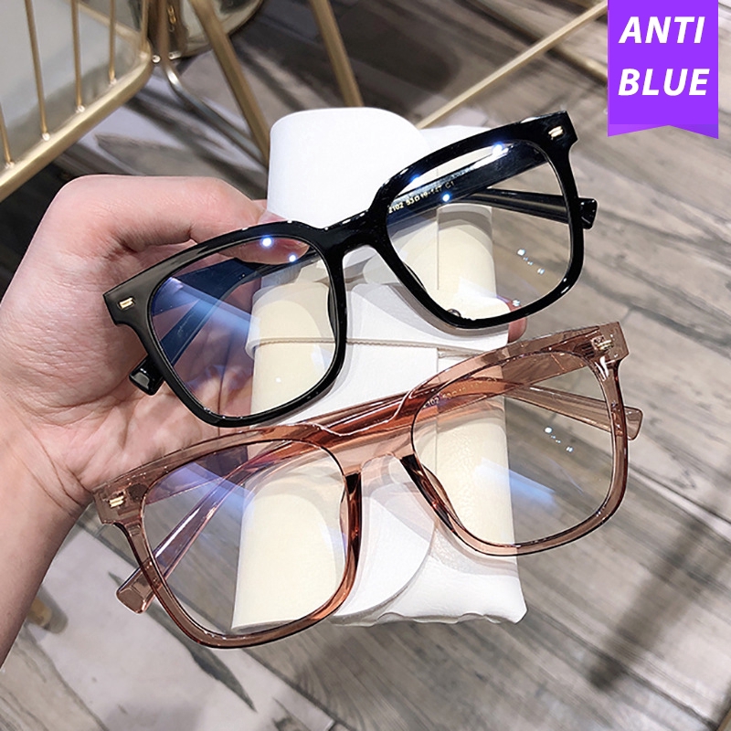 （YUZHU）Bayar di Tempat Kacamataminus 0°~-400° Anti Biru Kacamata Wanita Square Frame Kacamata Anti Radiasi Eyeglasses