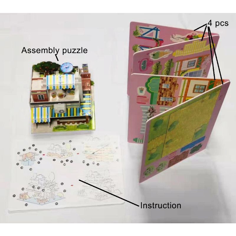 Mainan Edukasi Anak Puzzle 3D Miniatur DIY Jigsaw Besar Part 2 Seri Exterior Bangunan Rumah/ Istana