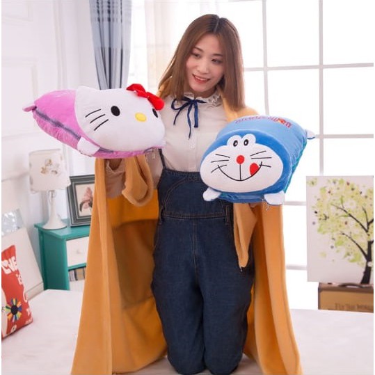 [READY STOK] BONEKA BANTAL SELIMUT (3in1) Krkt. HELLO KITTY, PIKACHU, DORAEMON, TORORO, MONKEY DLL